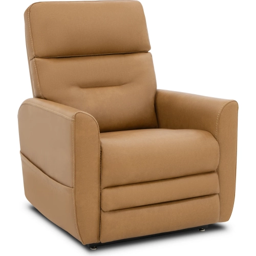 Meyer Power Lift Recliner with Power Headrest, Power Lumbar & Heat in Saddle Brown Fabric